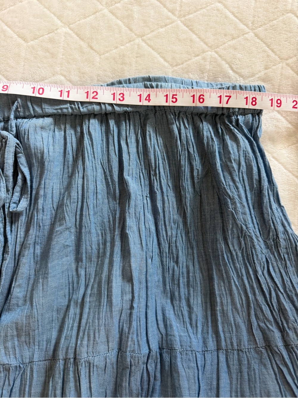 White Stag Tiered Maxi Skirt Women XL Blue Cotton Chambray Boho Coastal Cowgirl - Picture 8 of 9